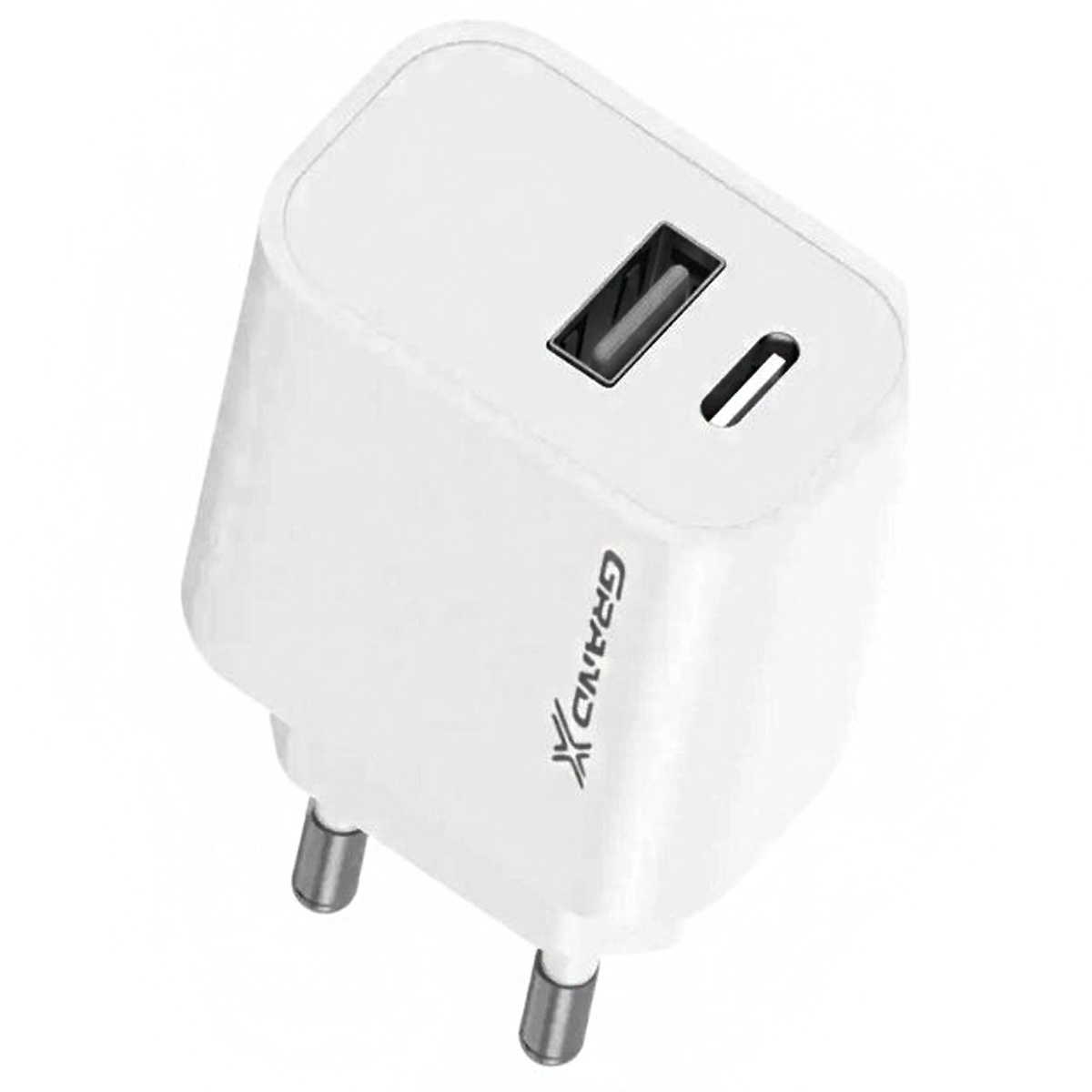 Адаптер зарядний мережевий Grand-X CH-21W USB-A+Type-C білий
