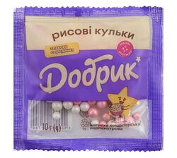 Посипка кондитерська Добрик Рисові кульки перламутрові 10 г