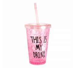 Стакан пластиковий з кришкою і трубочкою This is my drink