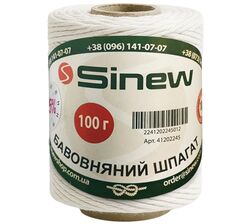 Шпагат для рукоділля бавовняний Sinew білий 100 г