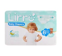Підгузки дитячі Lirro Extra Large 6" 15+кг, 36 шт/пач