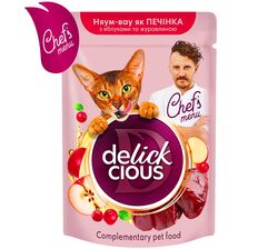 Корм для котів DELICKCIOUS зі смаком печінки, з яблуком, журавлиною пауч 85 г