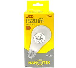 Лампа NANOTEX A65 15W E27 4100K 220V	