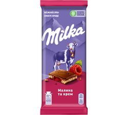 Шоколад молочний Milka Кремово-малинова начинка 90 г