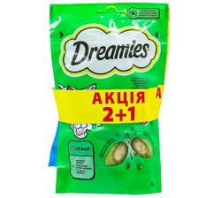 Ласощі для котів DREAMIES Сир, лосось + котяча м'ята 60 г х 3 шт/уп.