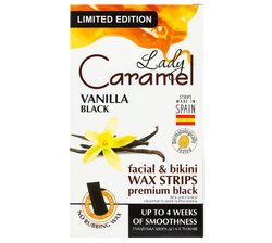 Смужки воскові для епіляції обличчя, бікіні Lady Caramel Чорна ваніль 12 шт/уп.