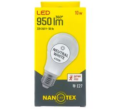 Лампа LED з датчиком руху NANOTEX A60 10Вт Е27 4100К 220В