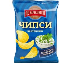 Чипси картопляні ДО БОЧКОВОГО зі смаком сметани, зелені 100 г