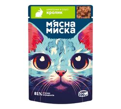 Корм для котів М'ясна Миска шматочки з кроликом в соусі 100 г