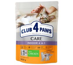 Корм для котів CLUB 4 PAWS Premium Indoor 4 в 1 0,9 кг
