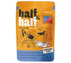 Корм для стерилізованих котів Half&Half з кроликом та яблуками в желе, пауч 85 г