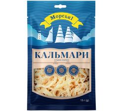 Снеки сушені солоні Морські Кальмари стружка 15 г