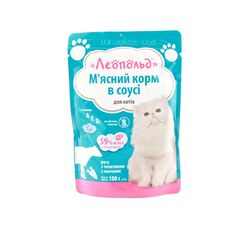 Корм для котів  желе Леопольд  Телятина та  овочі пауч 100 г