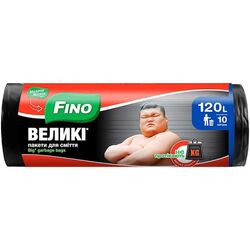 Пакети для сміття FINO Великі чорні 120 л, 10 шт/рул.