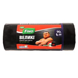 Пакети для сміття FINO Міцні Великі чорні 90 л 20 шт/рул.