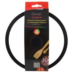 Кришка універсальна скляна з силіконовим обідком Gusto d=28 см