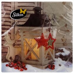 Серветки паперові Silken Ліхтарик 3 шари 33х33 см, 18 шт/пач