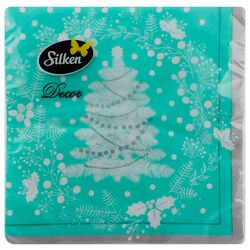 Серветки паперові Silken Ялинка з янголами 3 шари 33х33 см, 18 шт/пач