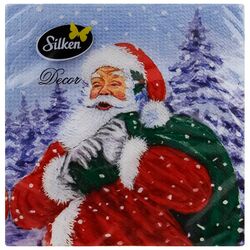 Серветки паперові Silken Святий Миколай 2 шари 33х33 см, 16 шт/пач