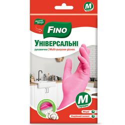 Рукавички господарські гумові FINO Універсальні рожеві р.M 1 пара