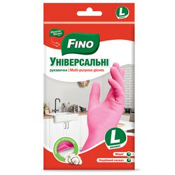 Рукавички господарські гумові FINO Універсальні рожеві р.L 1 пара
