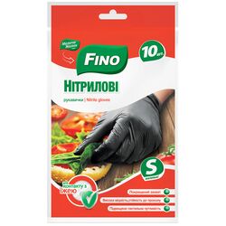 Набір рукавичок господарські нітрилові FINO чорні р.S 10 шт/уп