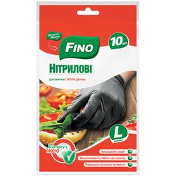 Набір рукавичок господарські нітрилові FINO чорні р.L 10 шт/уп