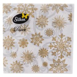 Серветки паперові Silken Хурделиця мікс 3 шари 33х33 см,18 шт/пач