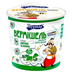 Вермішель швидкого приготування негостра Куховар Сметана, зелень 80 г