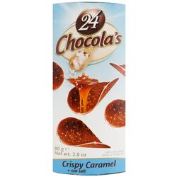 Чипси з молочного шоколаду хрусткі 24 Chocola's карамель+морська сіль 80 г
