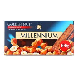 Шоколад молочний Millennium Gold з цілими лісовими горіхами 100 г