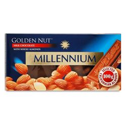 Шоколад молочний Millennium GoldenNut з цілим мигдалем 100 г