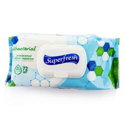 Серветки вологі антибактеріальні Superfresh з клапаном 72 шт/уп.