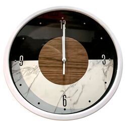 Годинник настінний круглий WonderTime Marble&Black d=24 см