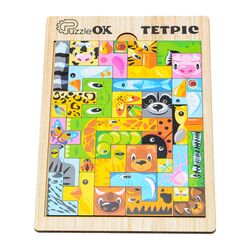 Гра розвиваюча дерев'яна PuzzleOk Тетріс Тварини