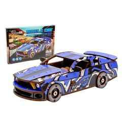 Конструктор 3D дерев'яний PuzzleOk Muscle car GT синій 162 деталі