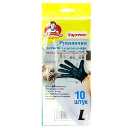 Рукавички ТПЕ Помічниця Supreme чорні L 10 шт/уп