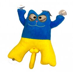 Іграшка м'яка на присосках Кіт жовто-блакитний 20 см в асортименті