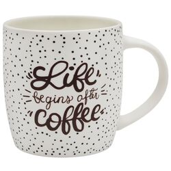 Чашка фарфорова біла в крапинками з написом Coffee 350 мл