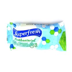 Серветки вологі Superfresh 15 штук в упаковці в асортименті