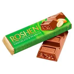 Батончик молочно-шоколадний ROSHEN з арахісовою начинкою 38г