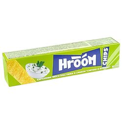 Чипси картопляні пластинки HROOM! Сметана та зелень 50г