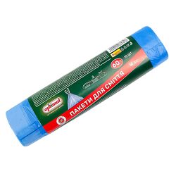 Пакети для сміття Optimal із затяжками сині 60 л,10 шт/рул