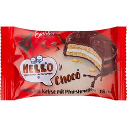 Печиво затяжне глазуроване Everbis Hello Choco з маршмелоу 18 г