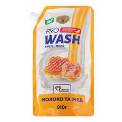 Крем-мило рідке Pro WASH Молоко та мед дой-пак 910 г