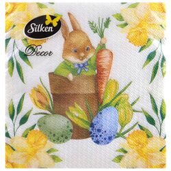 Серветки Silken Кролик з нарцисами 2 шари 33х33 см,16 шт/пач