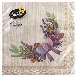 Серветки Silken Пасхальна вишивка мікс 3 шари 33х33 см, 18 шт/пач