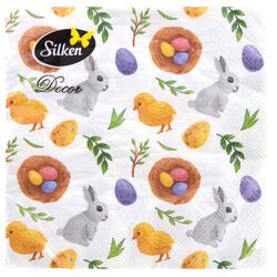 Серветки Silken Пасхальний настрій мікс 3 шари 33х33 см, 18 шт/пач