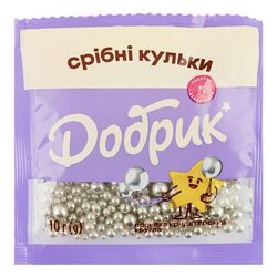 Посипка кондитерська кругла Добрик Срібні кульки 10 г