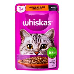 Корм для дорослих котів WHISKAS з домашньою птицею в соусі, пауч 85 г